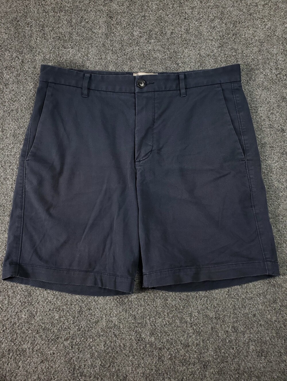 Everlane Chino Shorts Mens 33 Stretch Khaki Cotton Navy Blue Preppy Casual